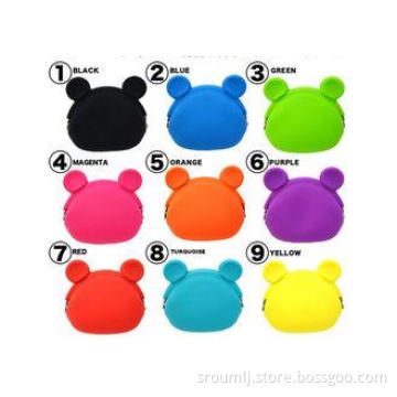 Eco-Friendly Silicone Coin Purse With Round Ears , Black /